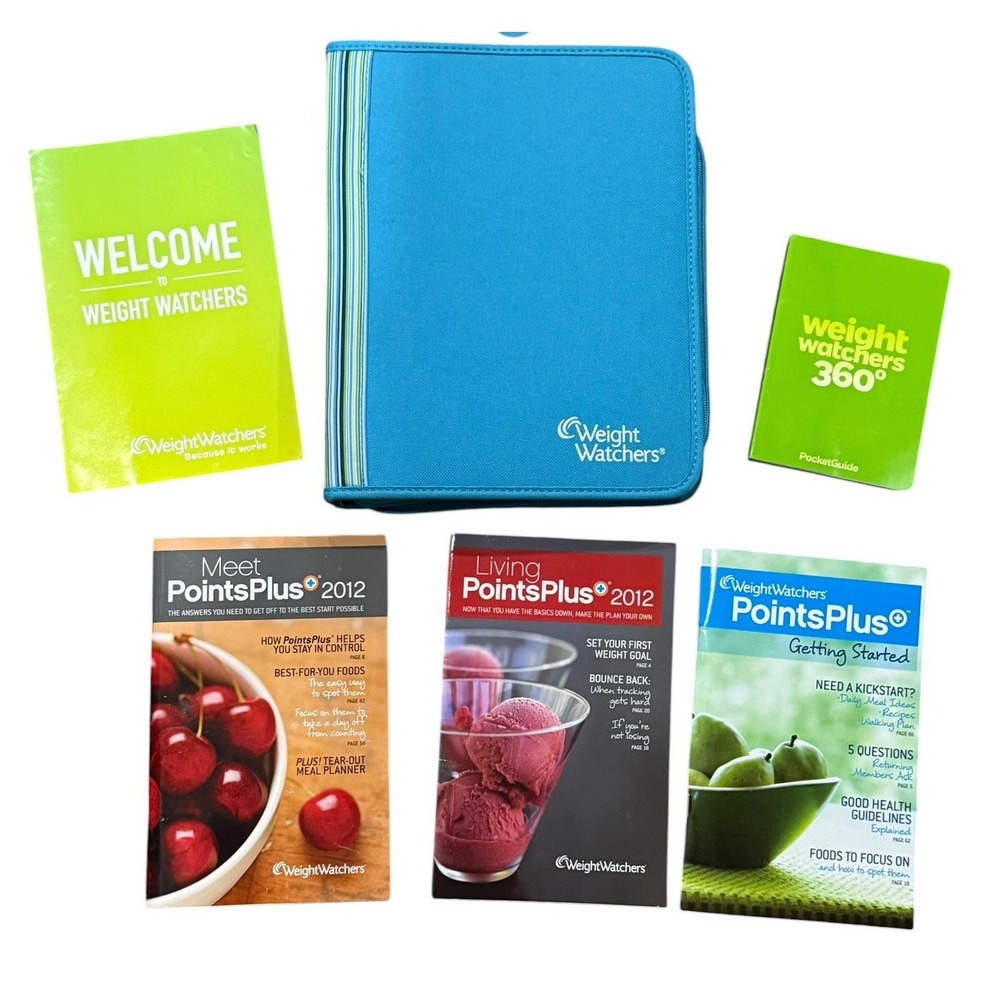 Weight Watchers PointsPlus 2012 Starter Kit Blue Zippered Binder & 5 Guidebooks